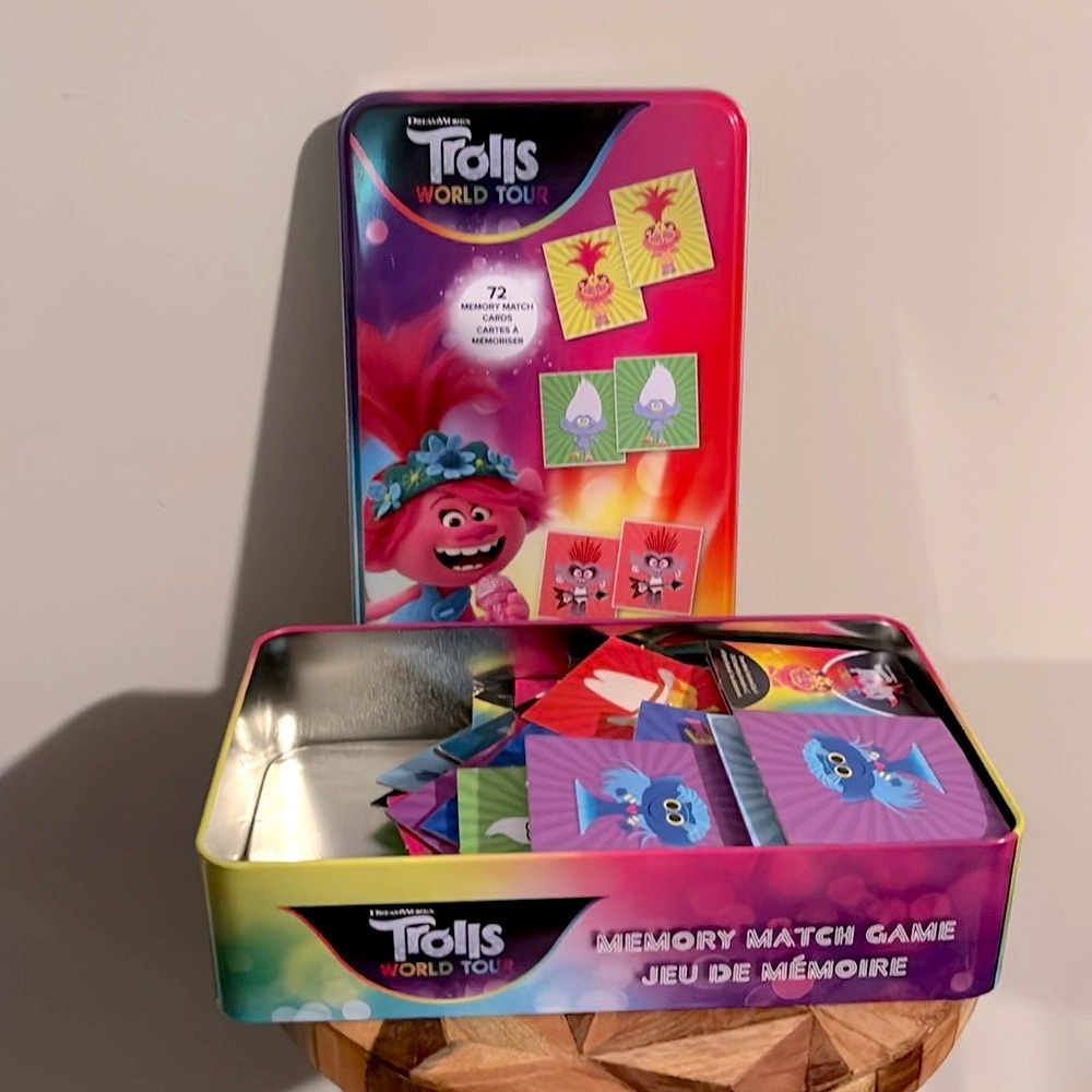 Dreamworks Trolls World Tour Memory Match Card Game Collectible Tin 72 Piece EUC - Picture 4 of 5